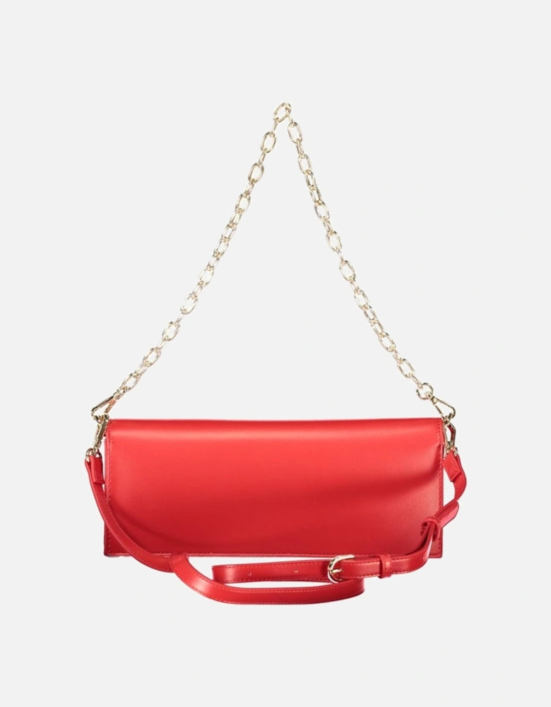 Fiery Red Handbag with Removable Chain and Adjustable Strap Women