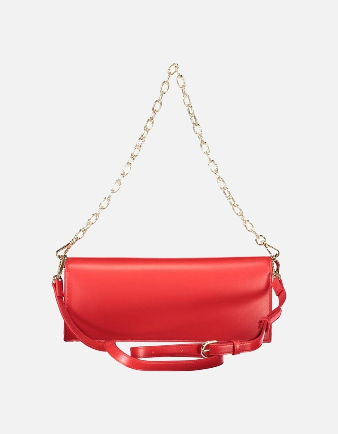 Fiery Red Handbag with Removable Chain and Adjustable Strap Women