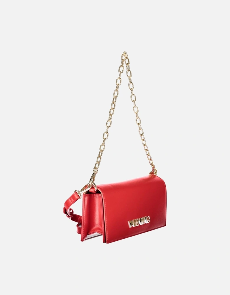 Fiery Red Handbag with Removable Chain and Adjustable Strap Women