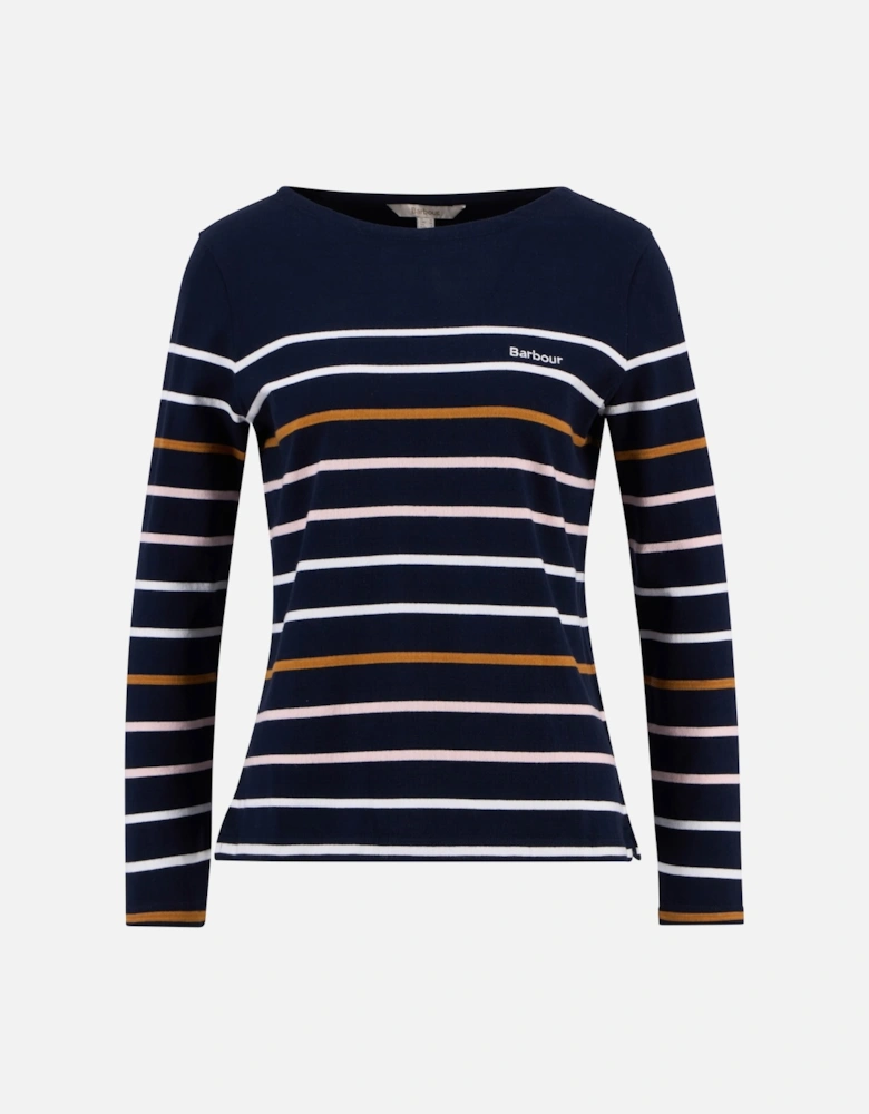 Hawkins Womens Striped Long-Sleeved T-Shirt - Navy Stripe
