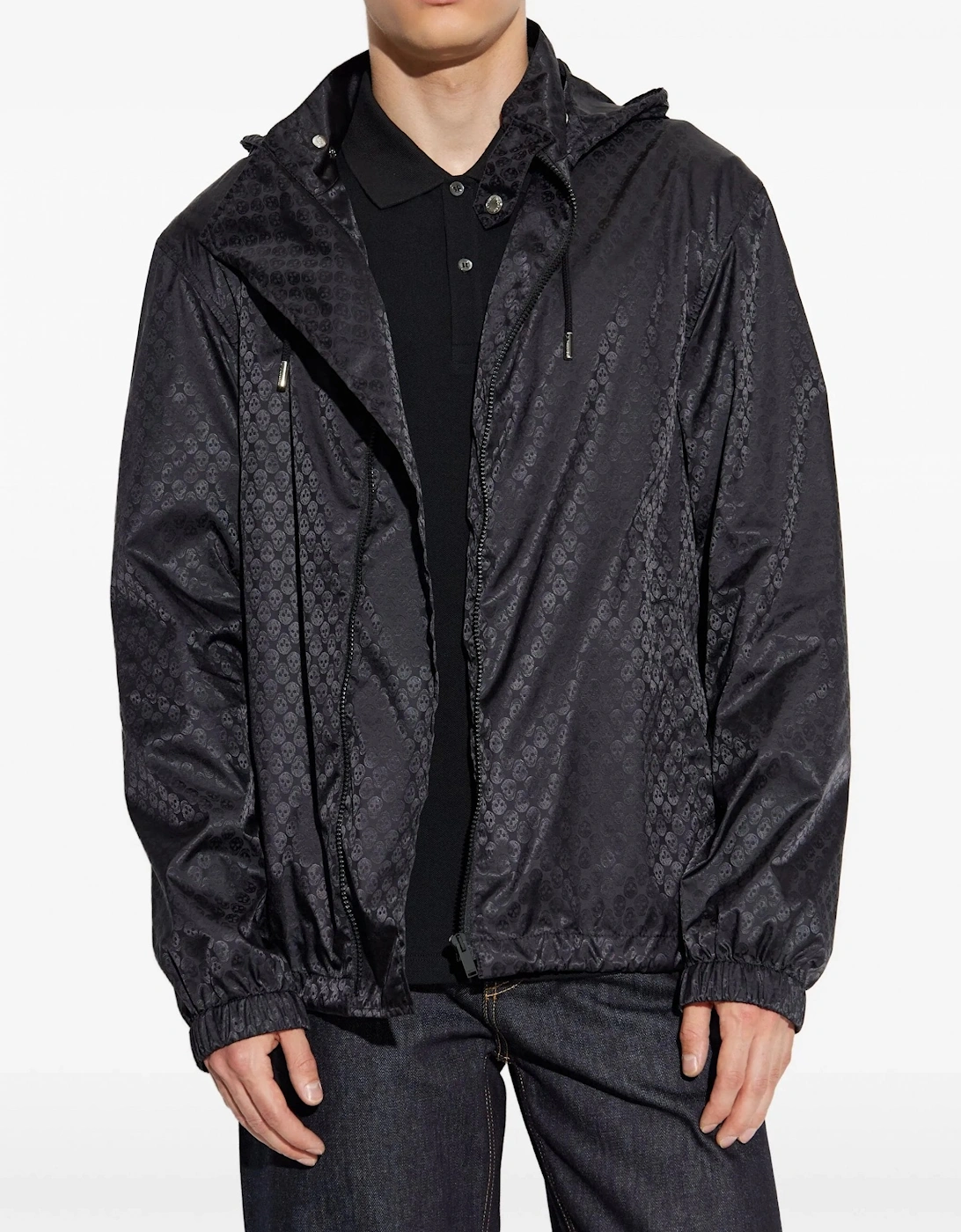 Skull Jacquard Windbreaker Black
