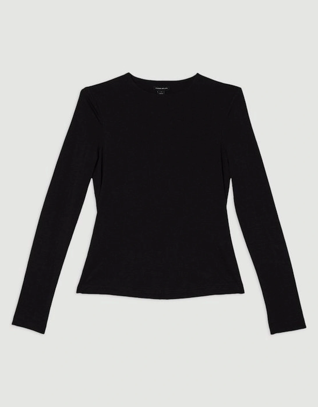Plus Size Stretch Cotton Crew Neck Long Sleeve Top