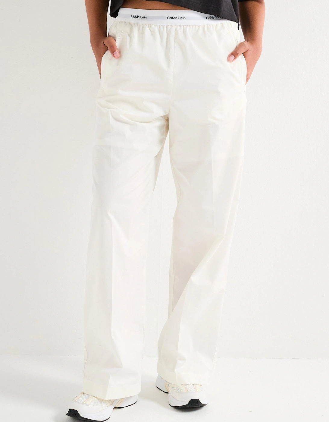 Logo Waistband Relaxed Cotton Pants - White, 2 of 1