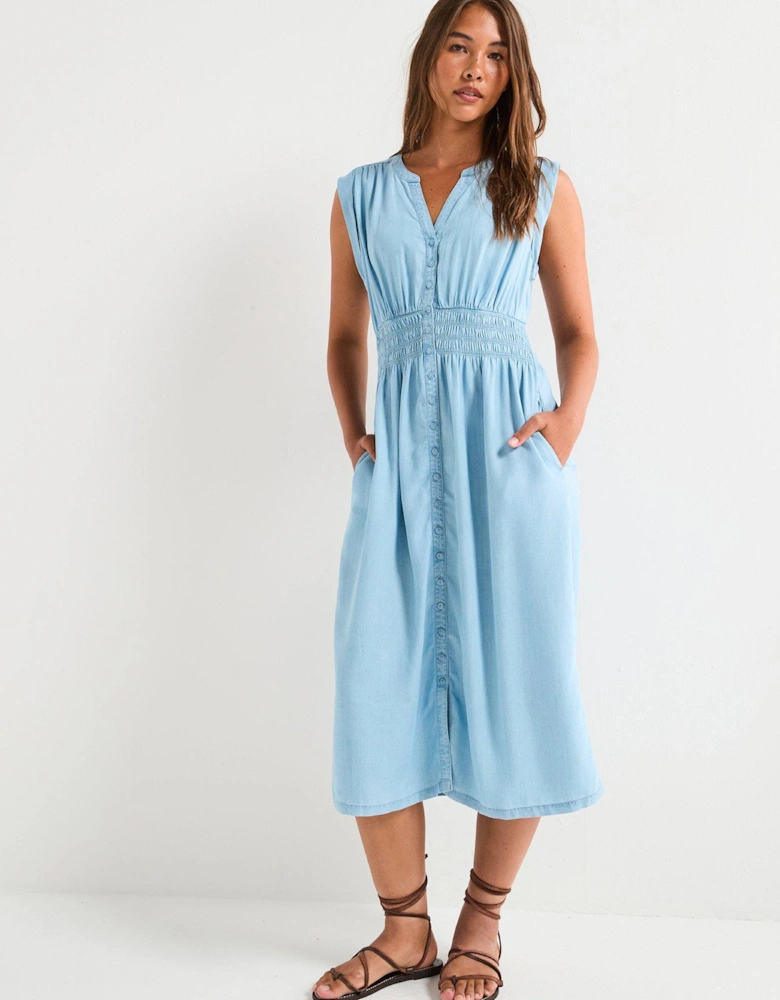 Bettina Dress - Da4et Cloud 9.5 Indigo Tencel