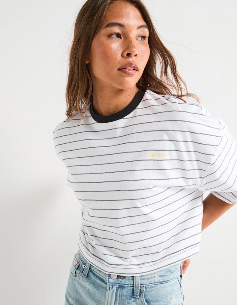 CROPPED STRIPE BOXY TEE