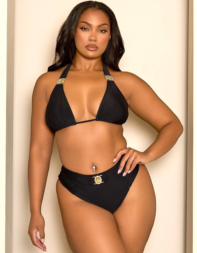 Curve Amour triangle bikini top in black