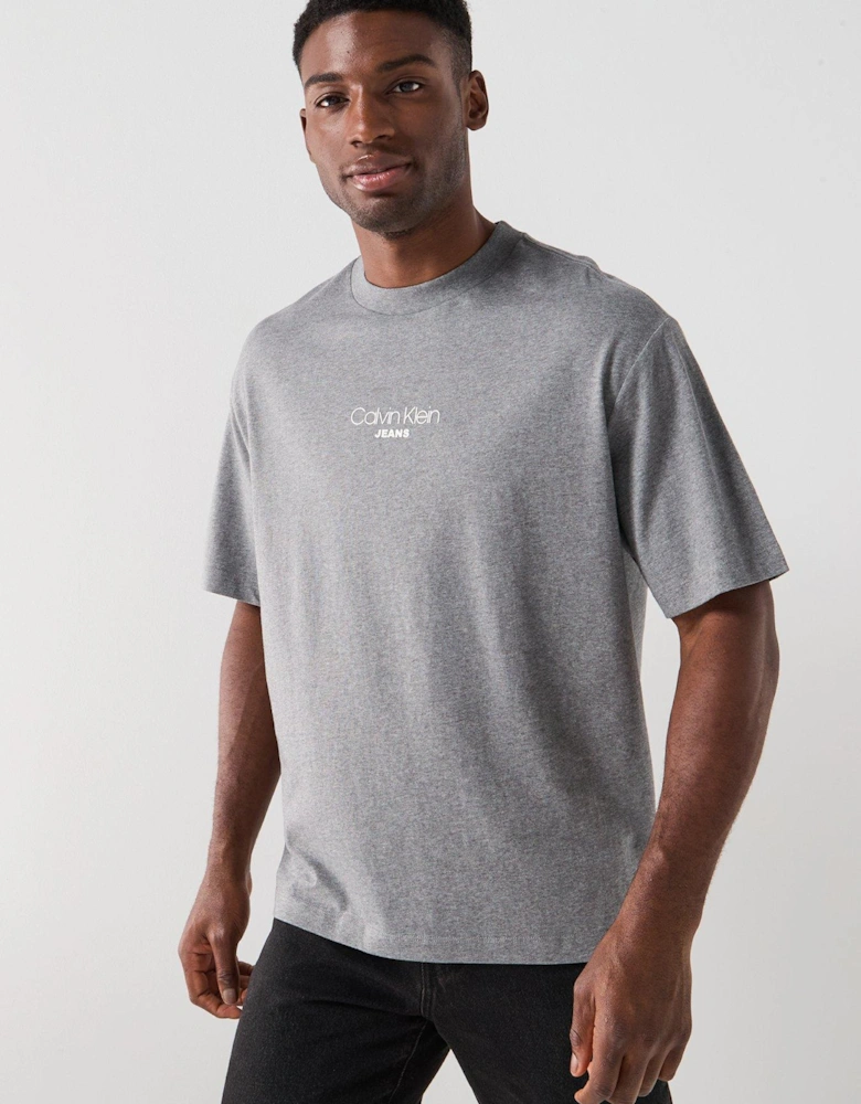 Jeans Shirt Sleeve Relaxed Fit Graphic T-Shirt - Grey