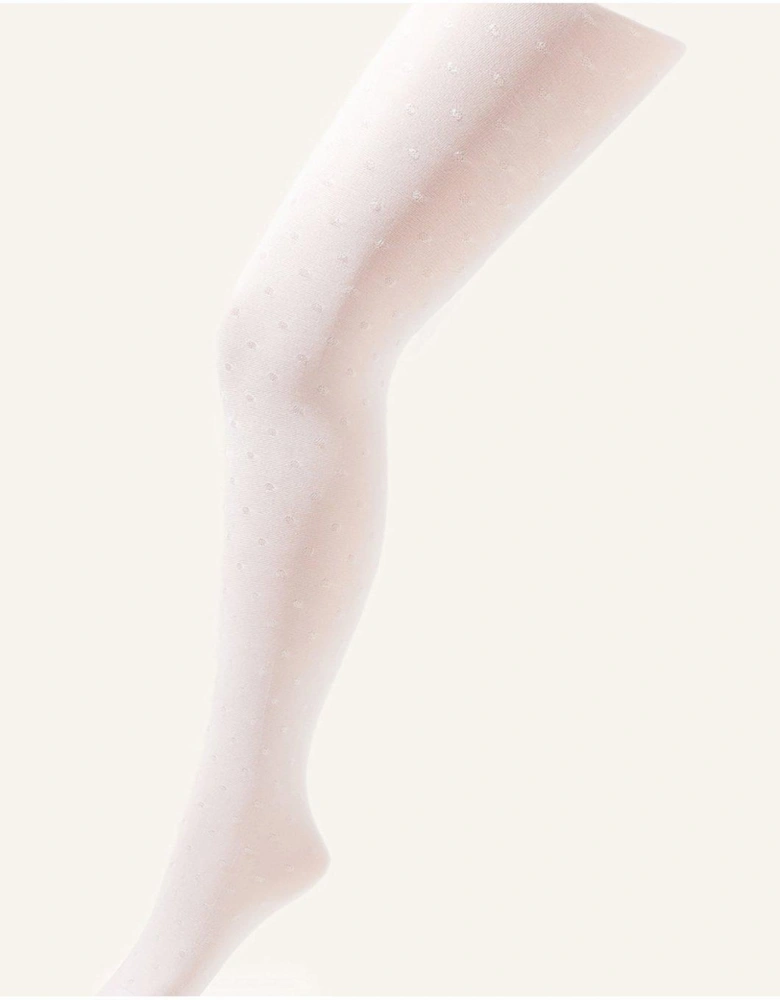 Girls Bridal Spot Tights - White
