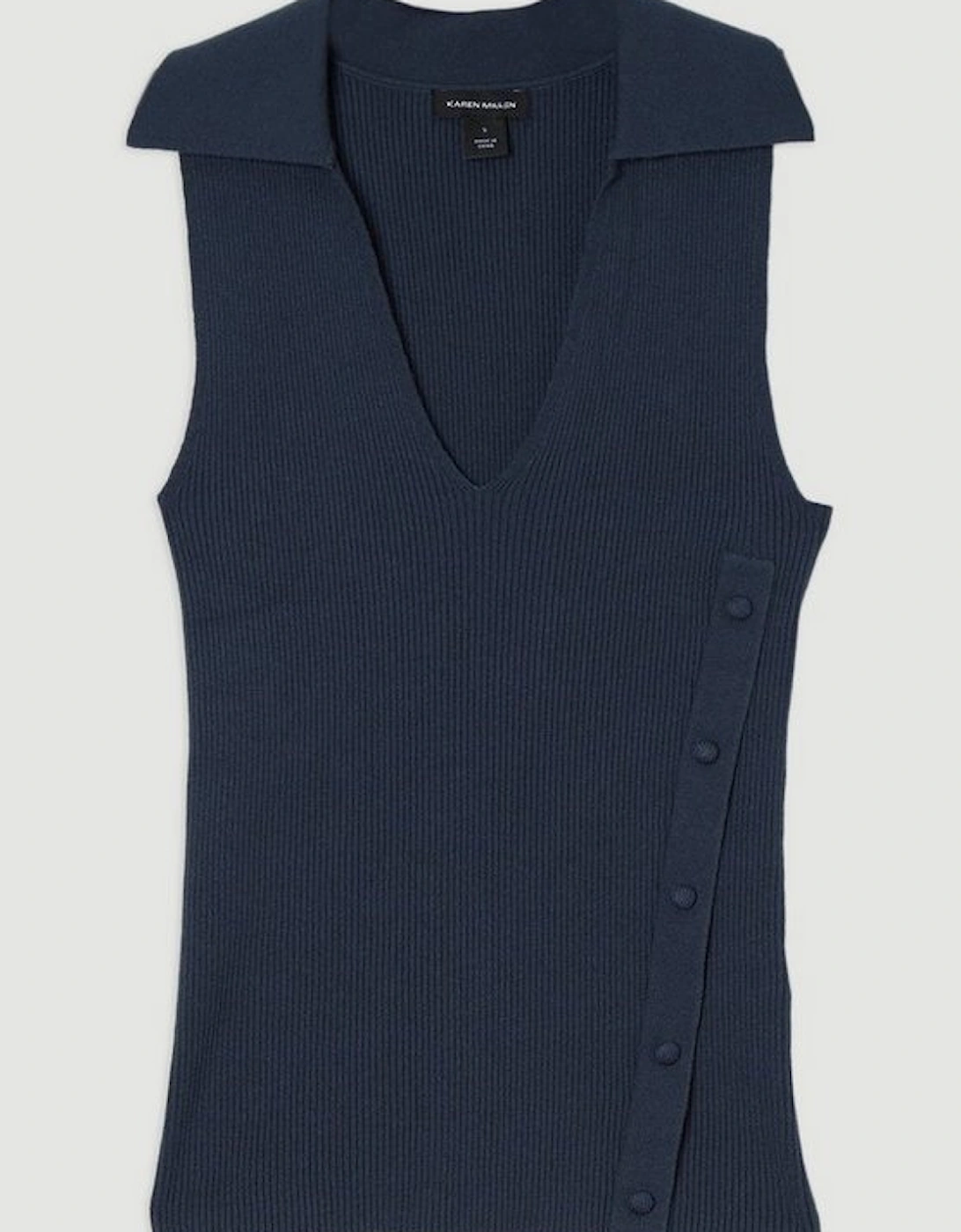 Rib Knit Tank With Button Detail
