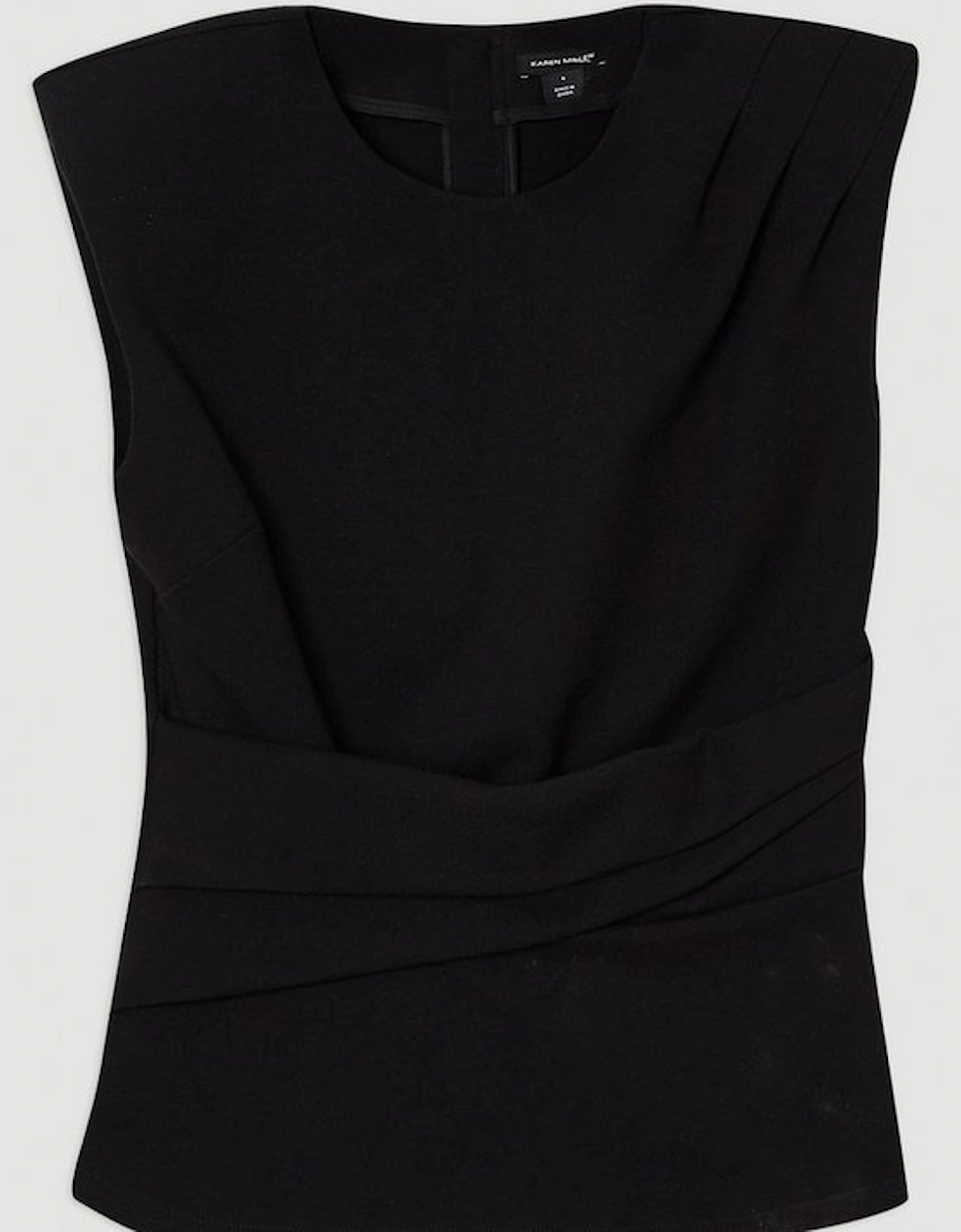 Ponte Ruched Waist Detail Round Neck Top