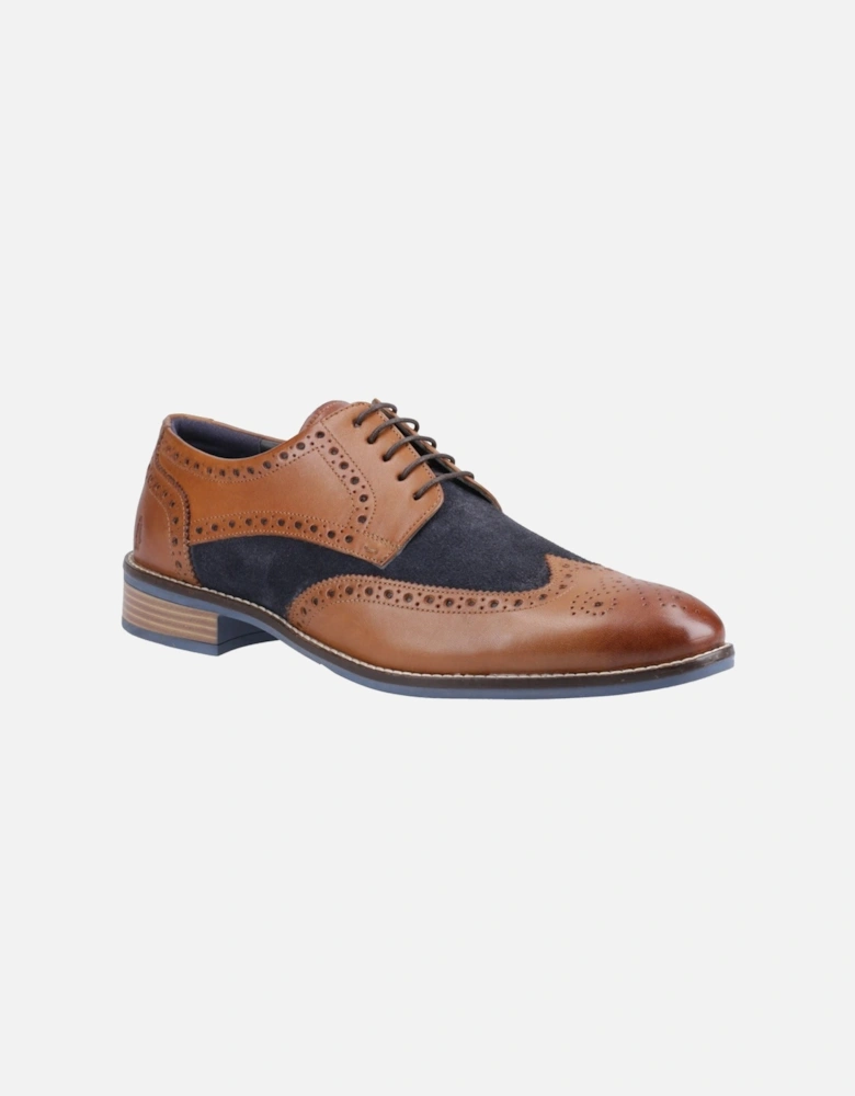 Dustin Leather/Suede Men's Tan/Navy Brogues Shoes