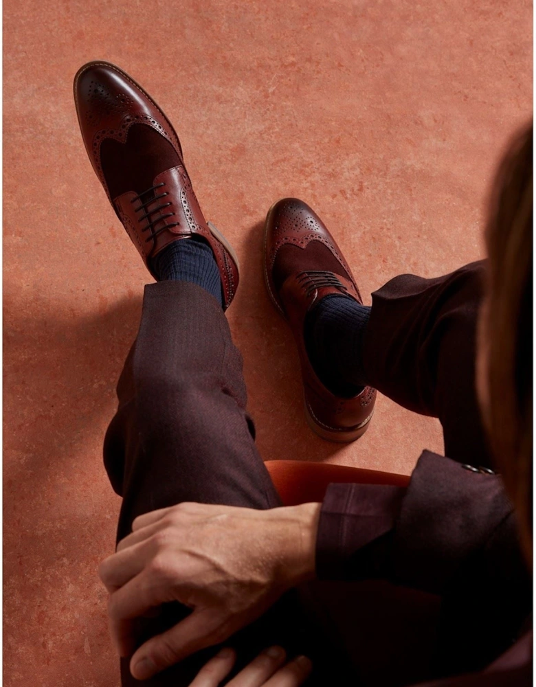 Dustin Leather/Suede Men's Burgundy Brogues Shoes