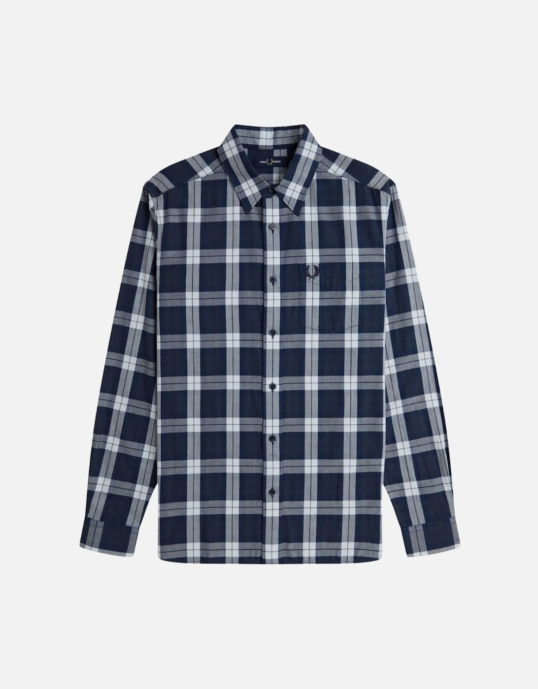 Fred Perry Men's Navy Tartan Twill Shirt - Dark Airforce - : Regular/40 Large