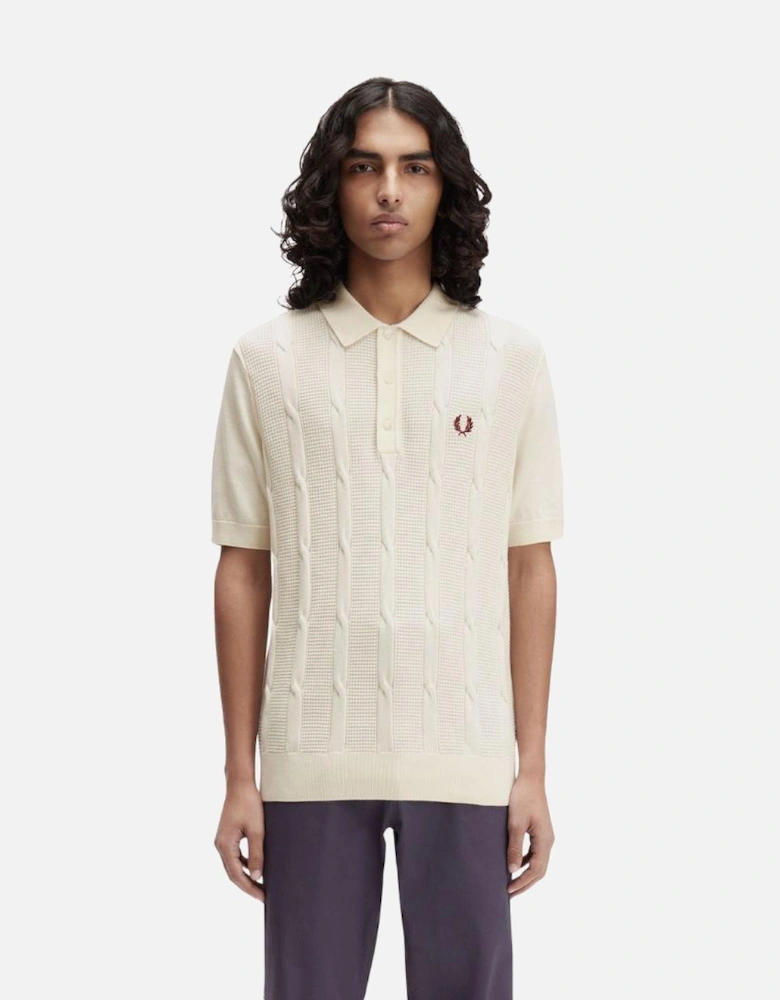 FP Textured Cable Knit Shirt - Ecru