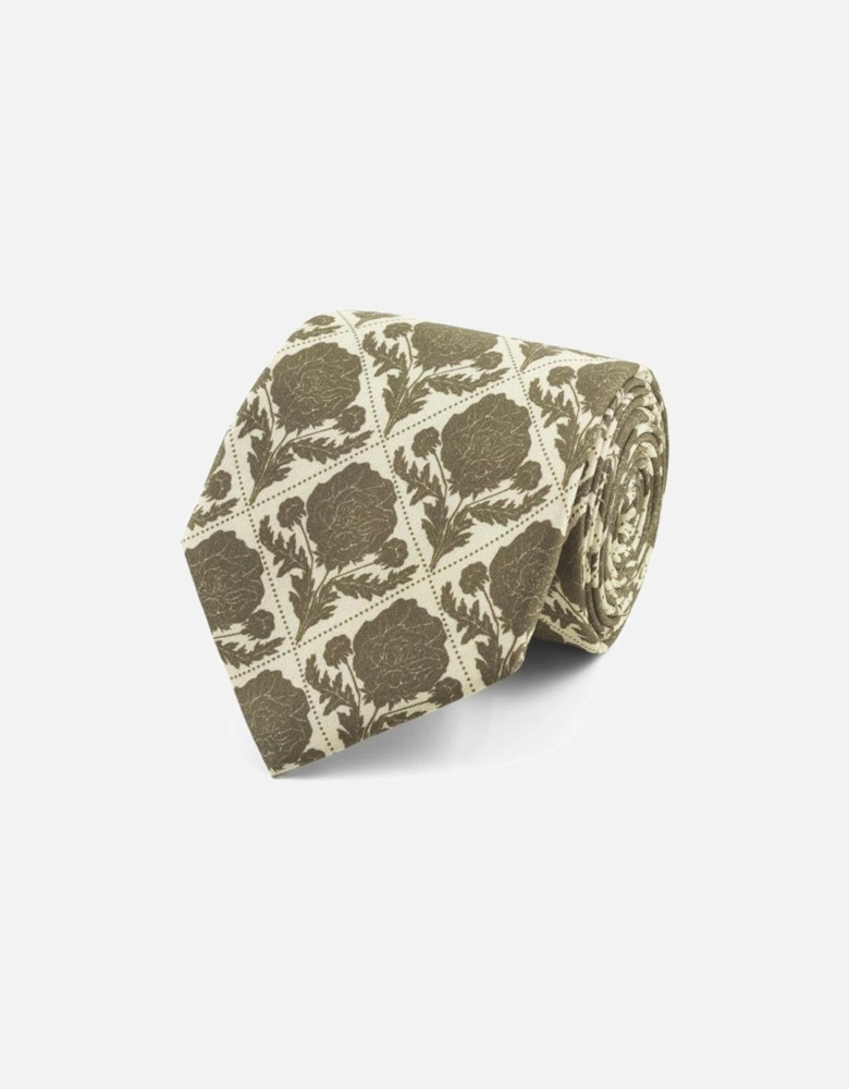 Tile Flower Tie - Chino Green