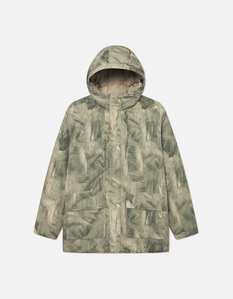 Nate Printed Padded Coat - Dark Sand