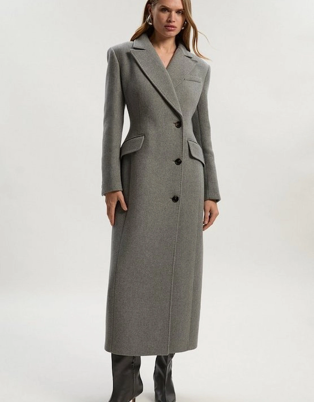 Wool Blend Tailored Fitted Maxi Coat, 5 of 4