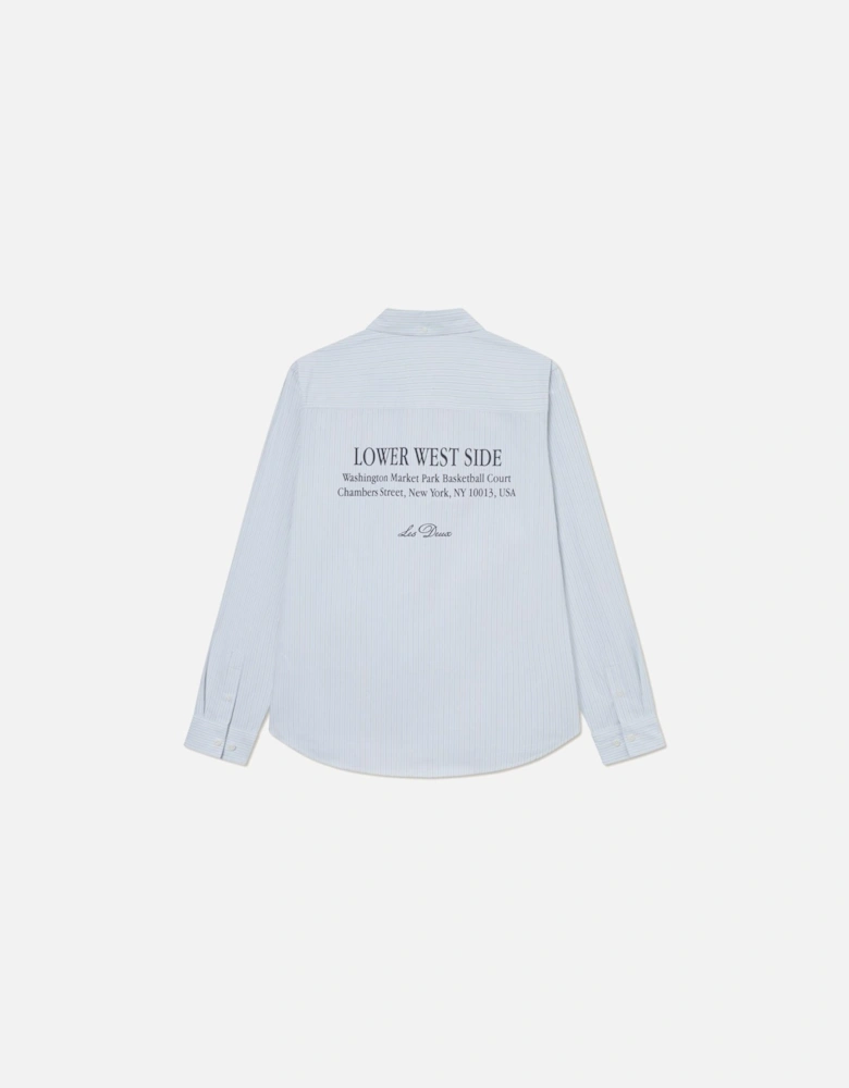 Kent Printed Stripe Poplin Shirt - Xenon Blue