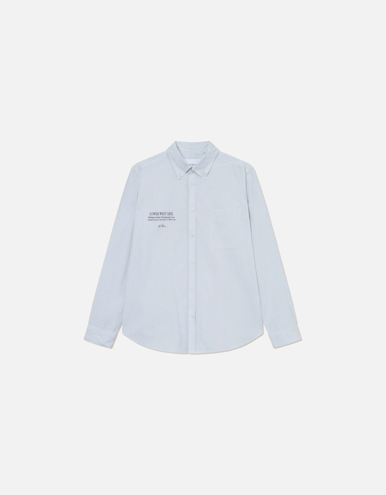 Kent Printed Stripe Poplin Shirt - Xenon Blue