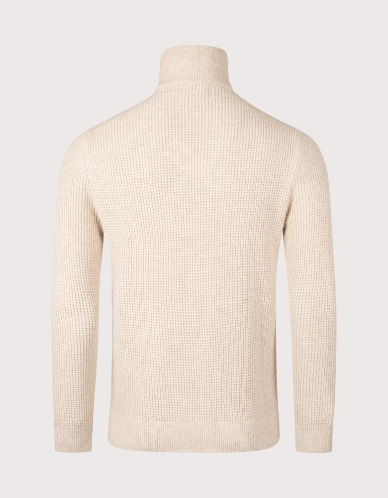 Waffle Knit Quarter Zip Jumper