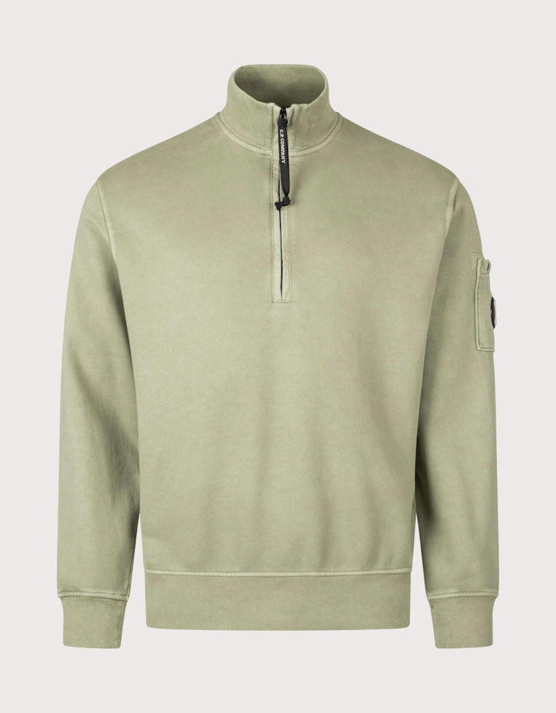 Cotton Diagonal Quarter Zip Sweatshirt