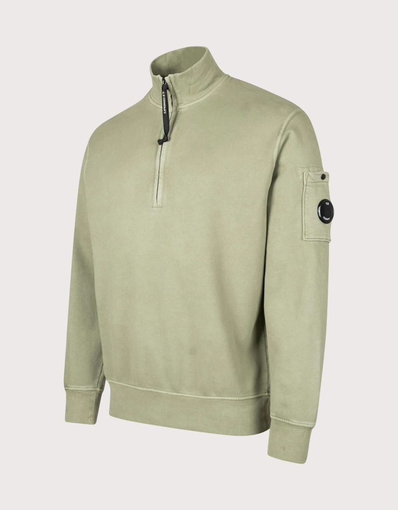 Cotton Diagonal Quarter Zip Sweatshirt