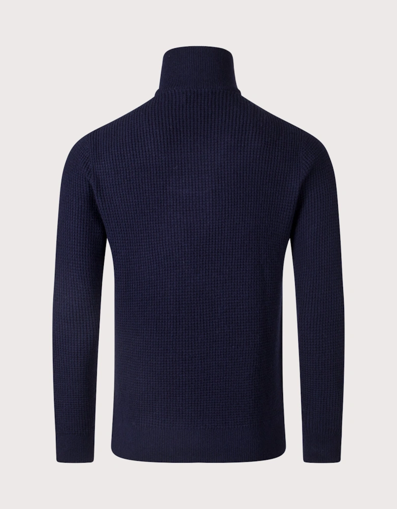 Waffle Knit Quarter Zip Jumper