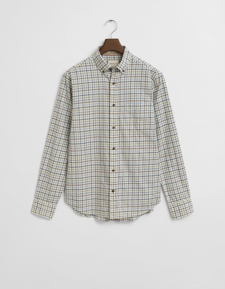 Mens Long Sleeve Twill Check Shirt - 427 Clear Sky