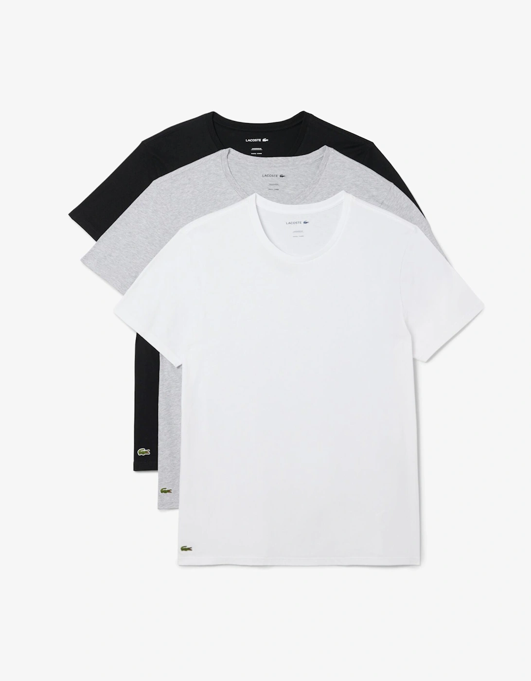 3-Pack Cotton Crew Neck Mens T-Shirts - White/Silver Chine-Black BXY, 2 of 1