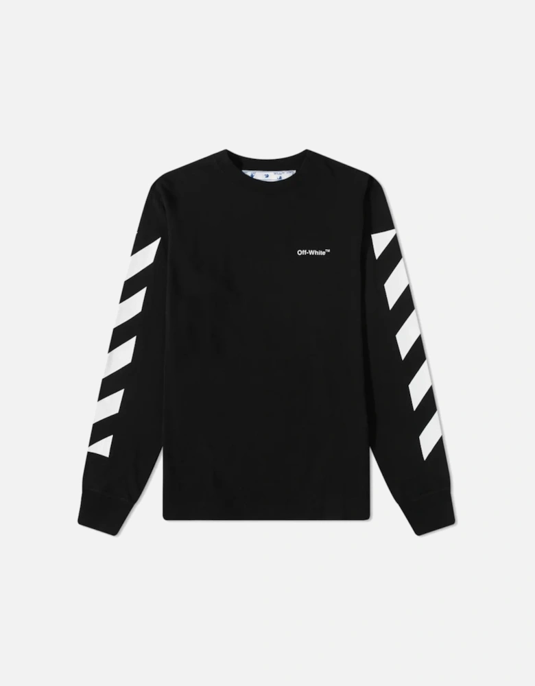 Diagonal Helvetica Long Sleeve T-Shirt Black/White