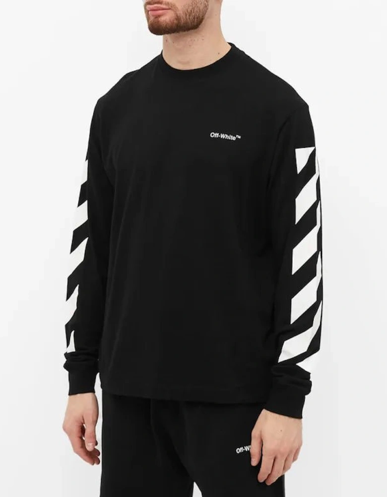 Diagonal Helvetica Long Sleeve T-Shirt Black/White