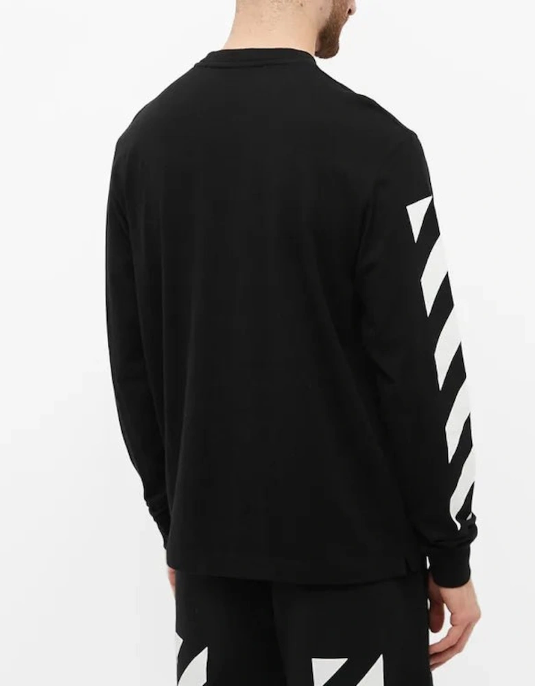 Diagonal Helvetica Long Sleeve T-Shirt Black/White