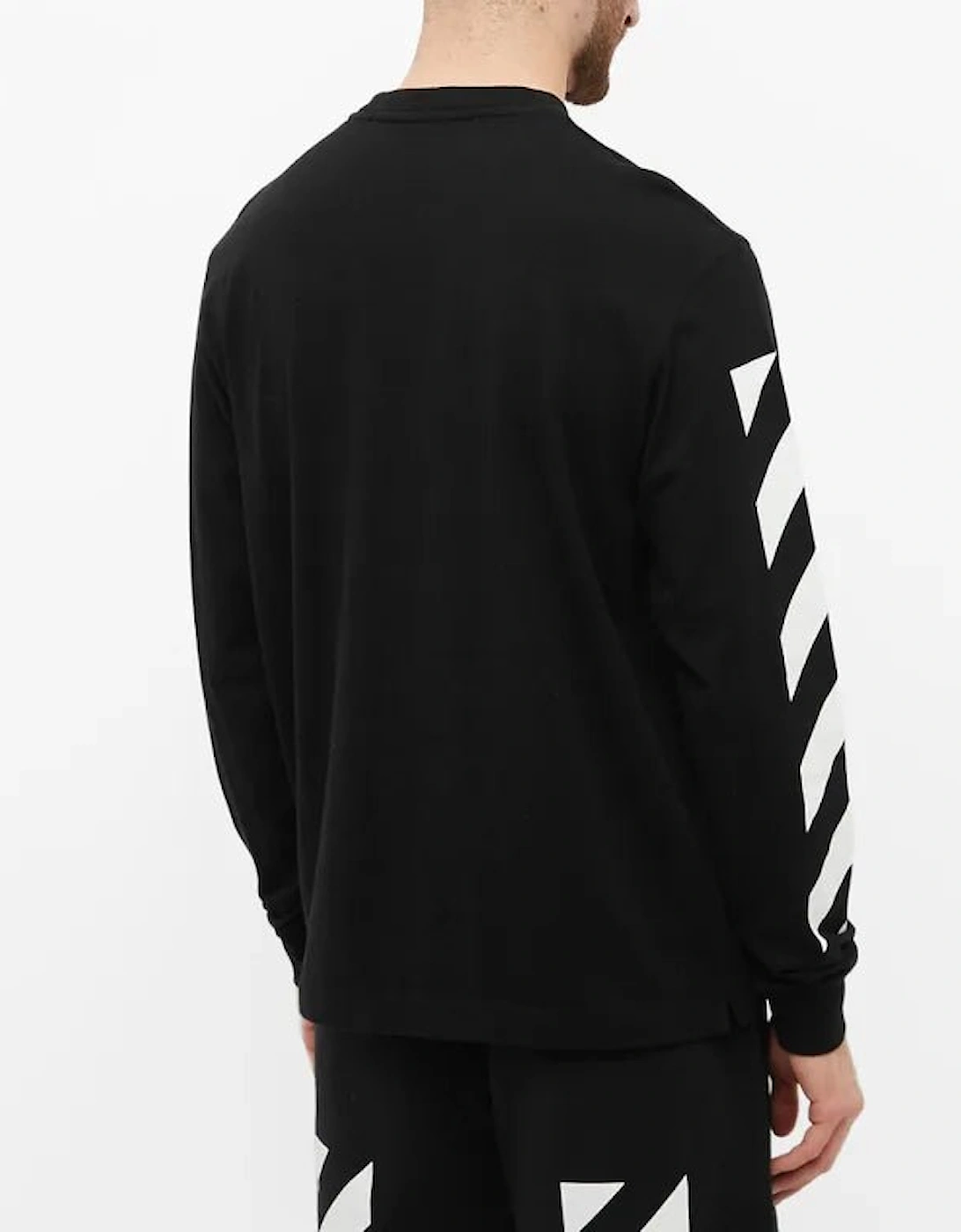 Diagonal Helvetica Long Sleeve T-Shirt Black/White