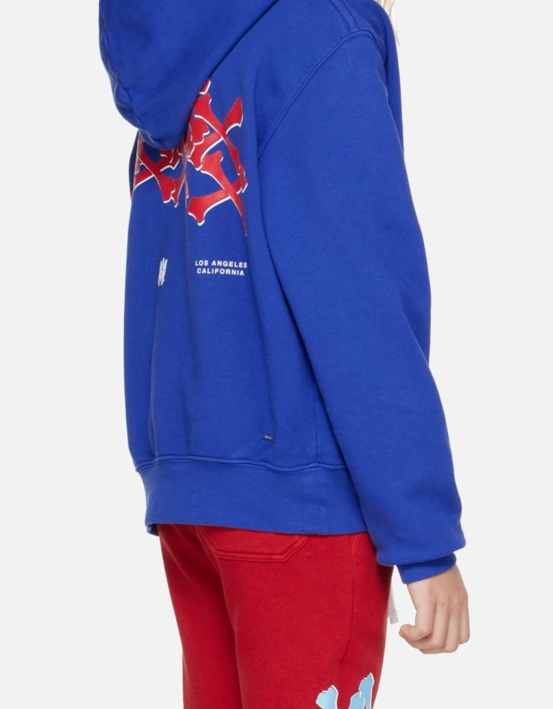 KIDS BONES GRAPHIC HOODIE BLUE / RED