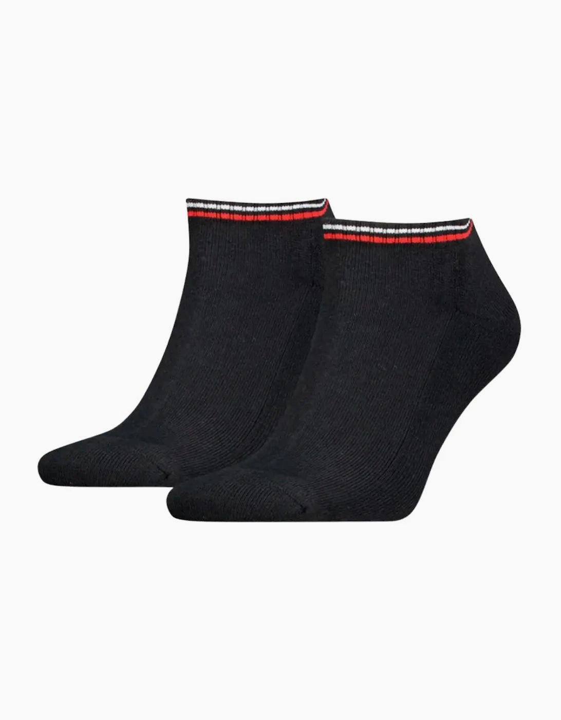 Tommy Hilfiger Men's Black/Black 2-Pack Tommy Jeans Logo Sports Trainer Socks, - Size 7.5/8/5/5.5/6/6.5/7
