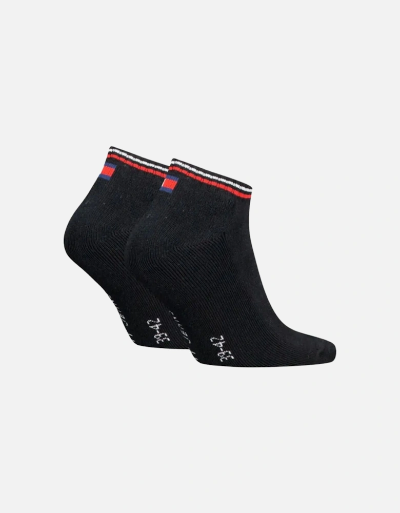 2-Pack Tommy Jeans Logo Sports Trainer Socks, Black
