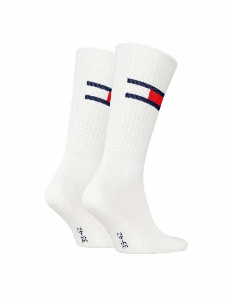 2-Pack Tommy Jeans Flag Logo Sports Socks, White