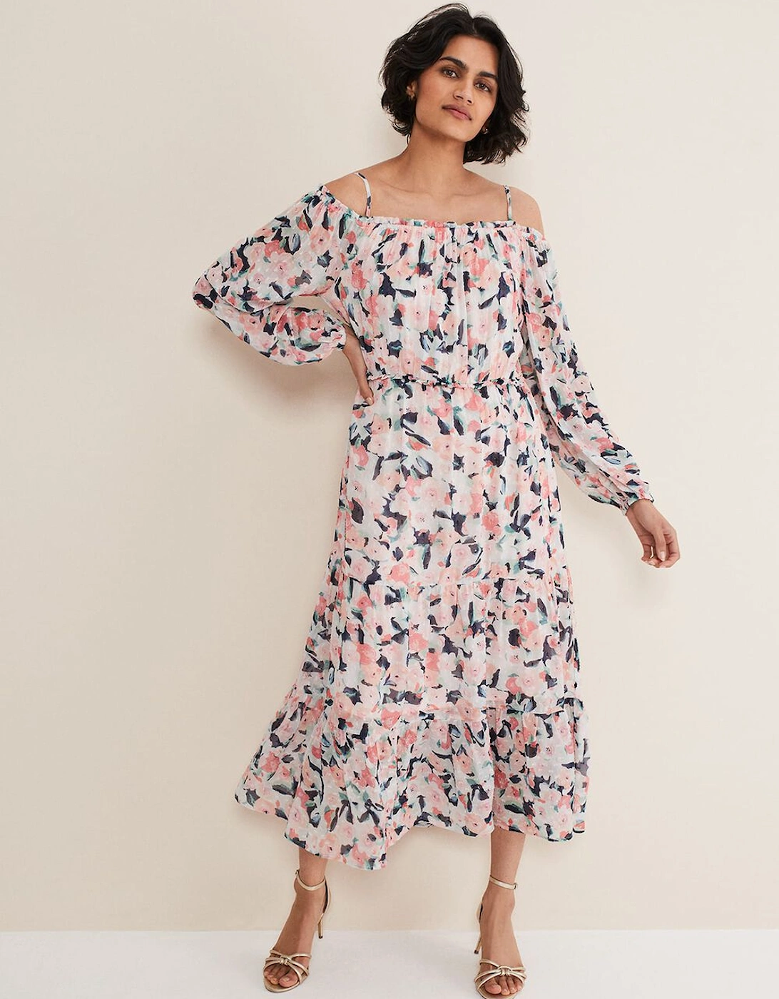 Vicky Off Shoulder Printed Dress, 7 of 6