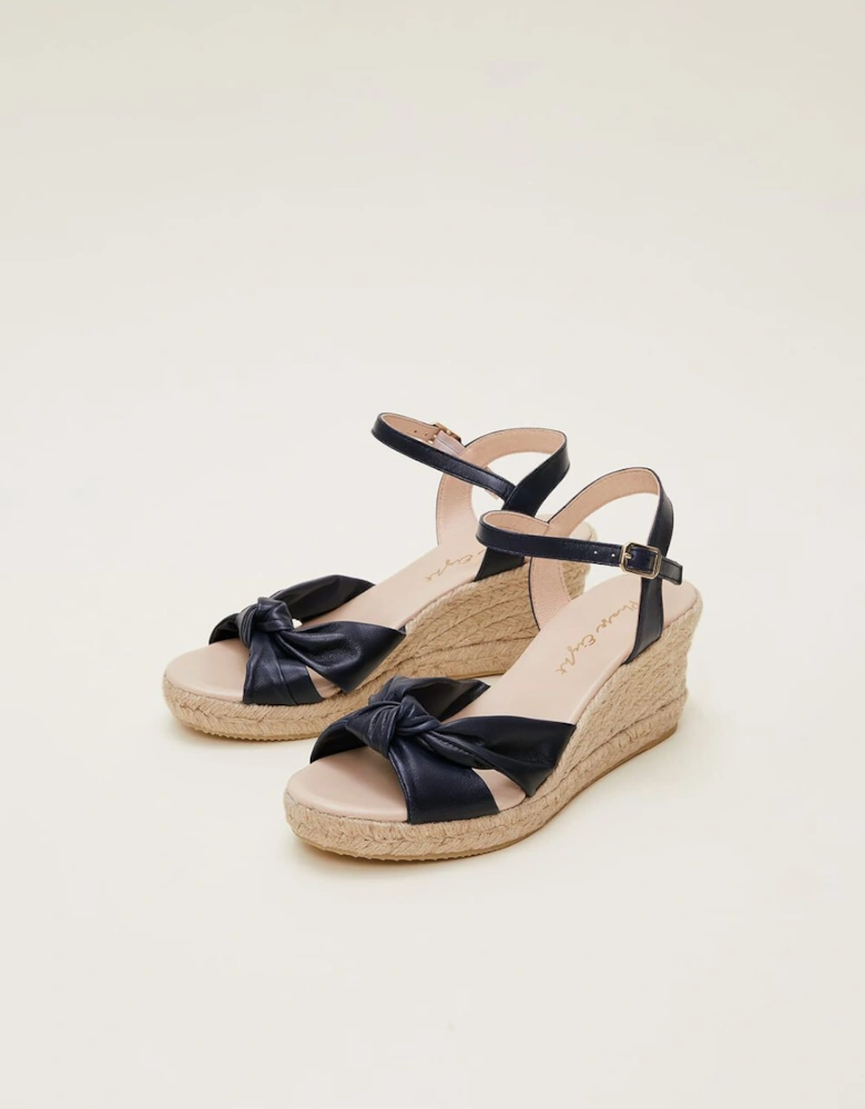 Leather Knot Front Espadrilles