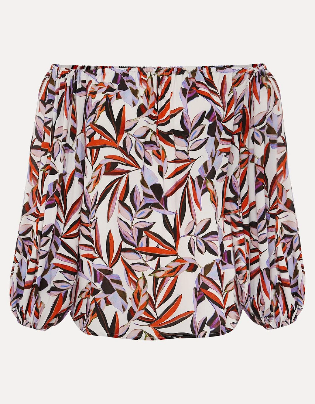 Tona Leaf Print Bardot Top