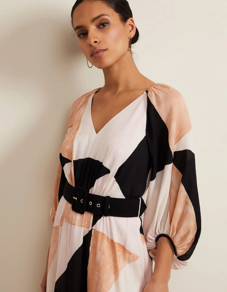 Petite Sophia Colour Block Belted Dress