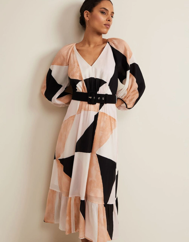 Petite Sophia Colour Block Belted Dress