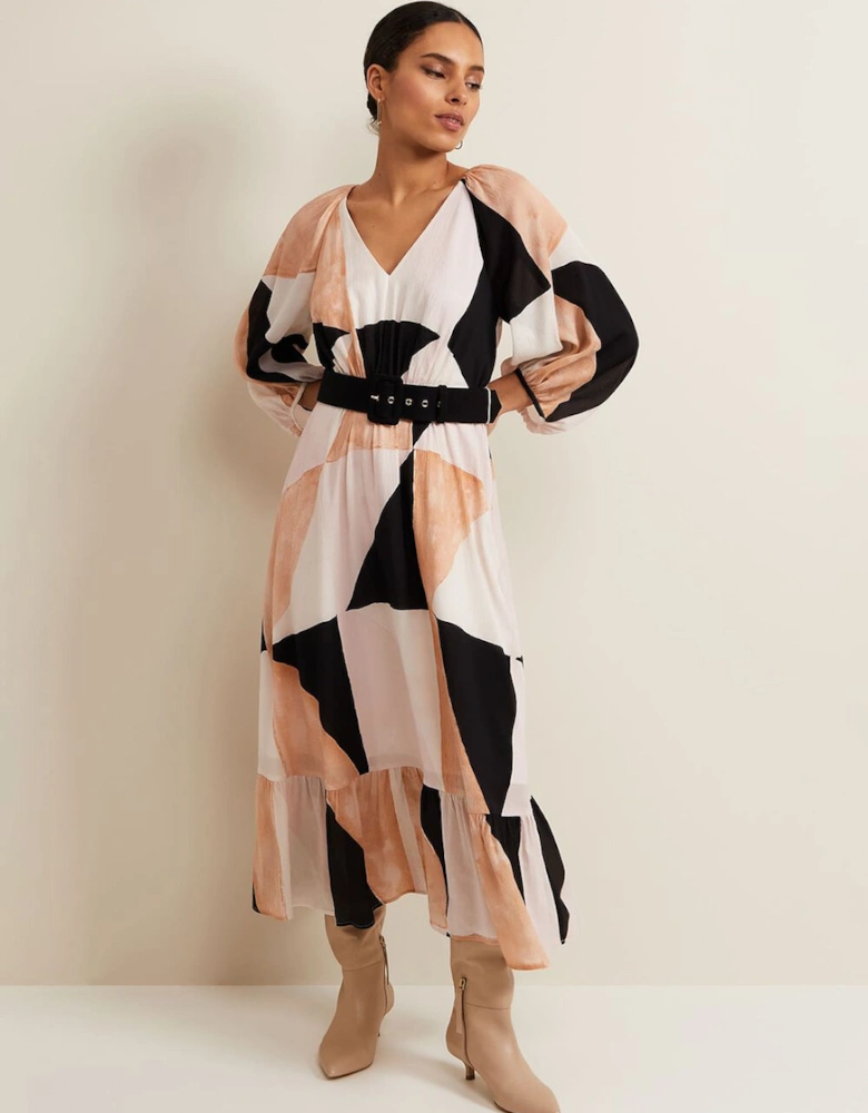 Petite Sophia Colour Block Belted Dress