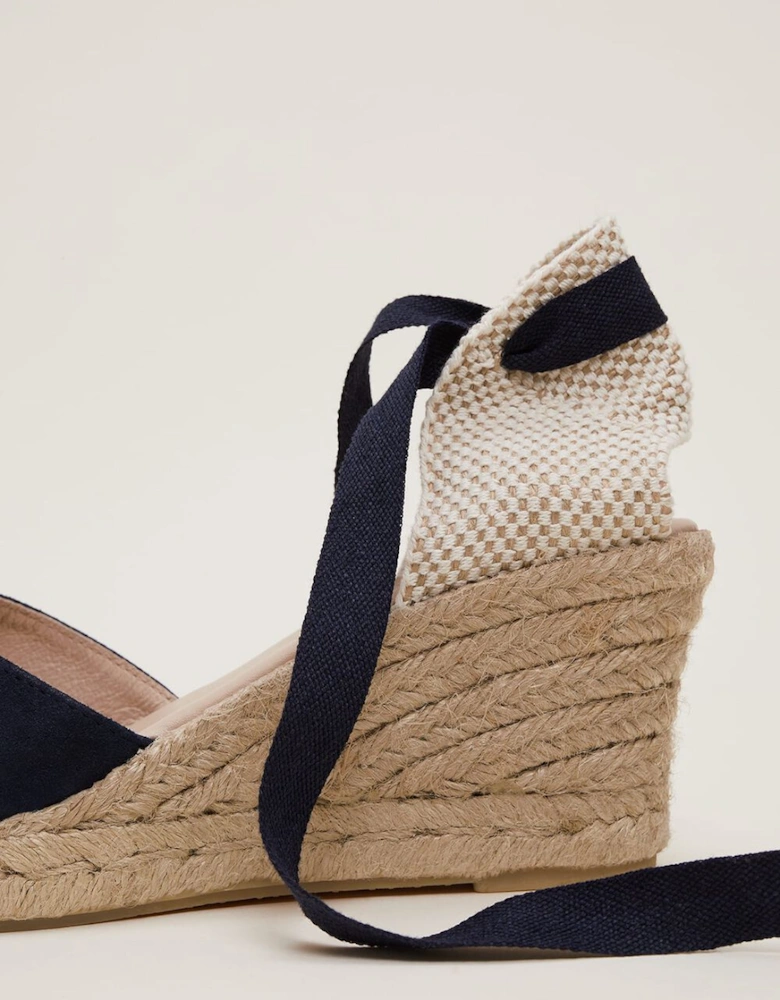 Suede Ankle Tie Espadrille Shoes