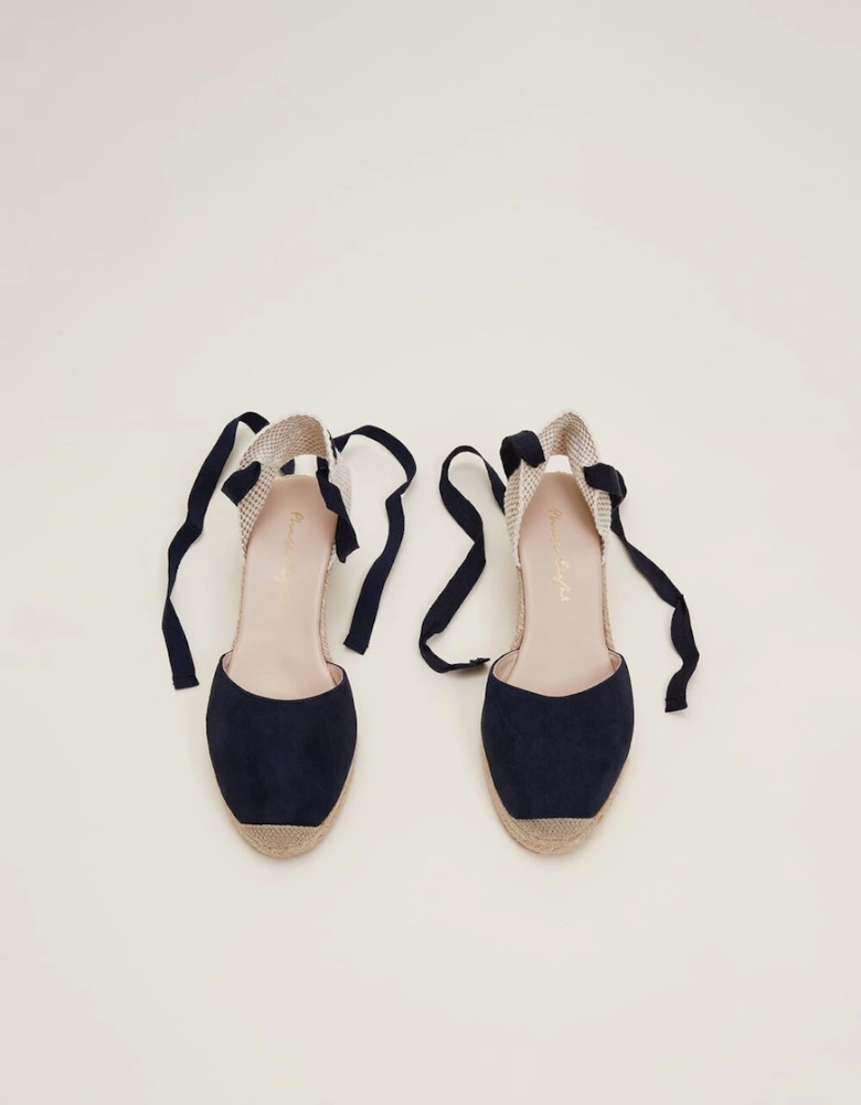 Suede Ankle Tie Espadrille Shoes