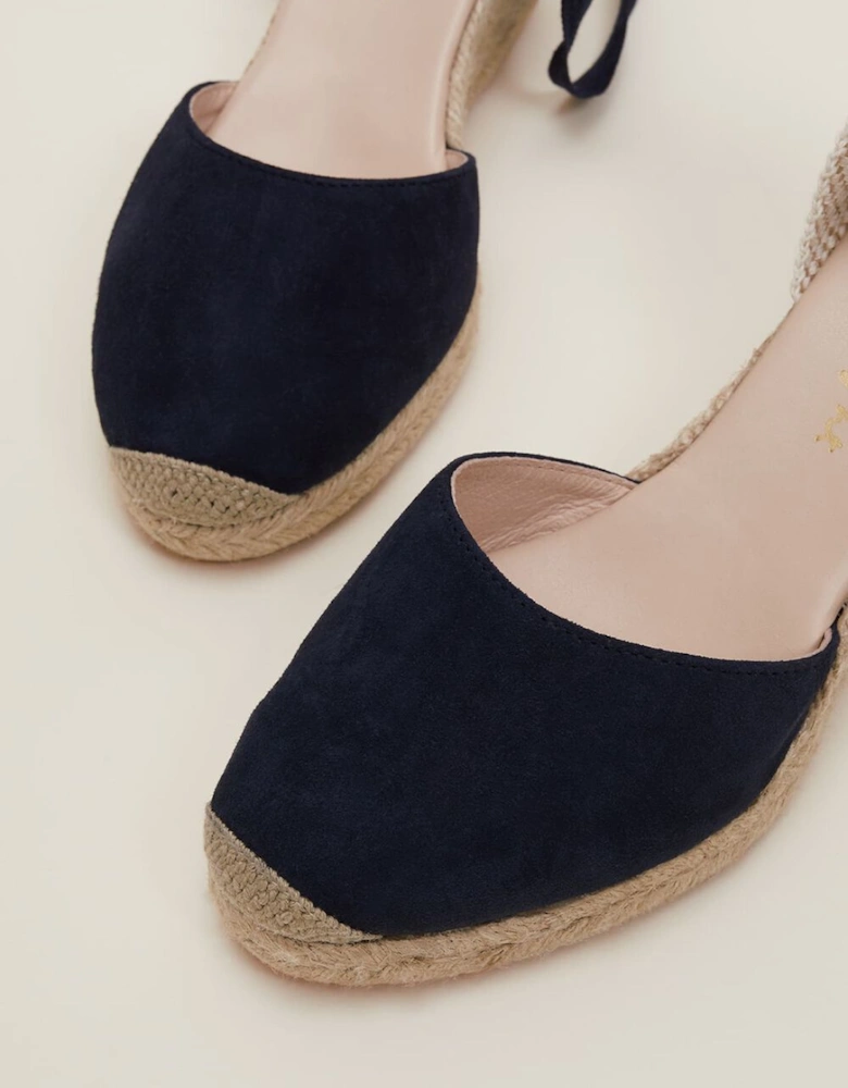 Suede Ankle Tie Espadrille Shoes