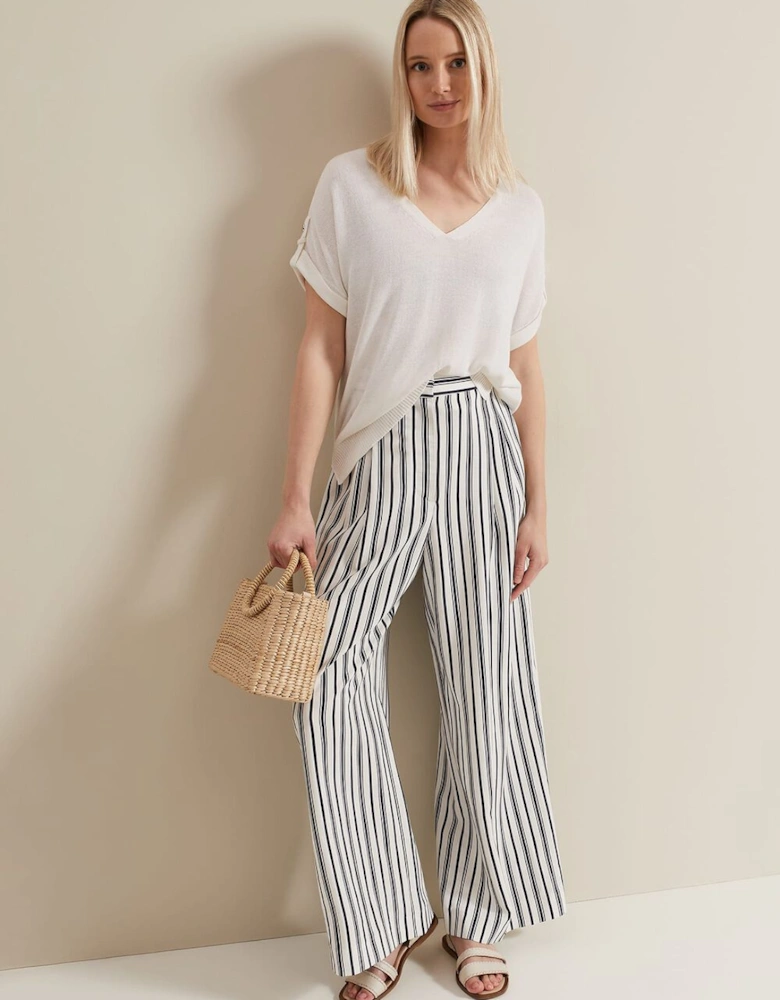 Laura Linen Metal Button Tab Top