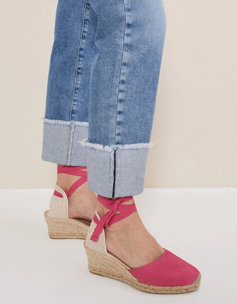 Suede Ankle Tie Espadrille Shoes