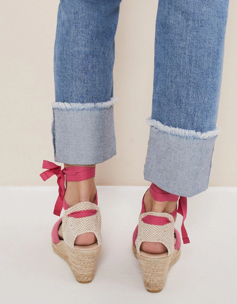 Suede Ankle Tie Espadrille Shoes