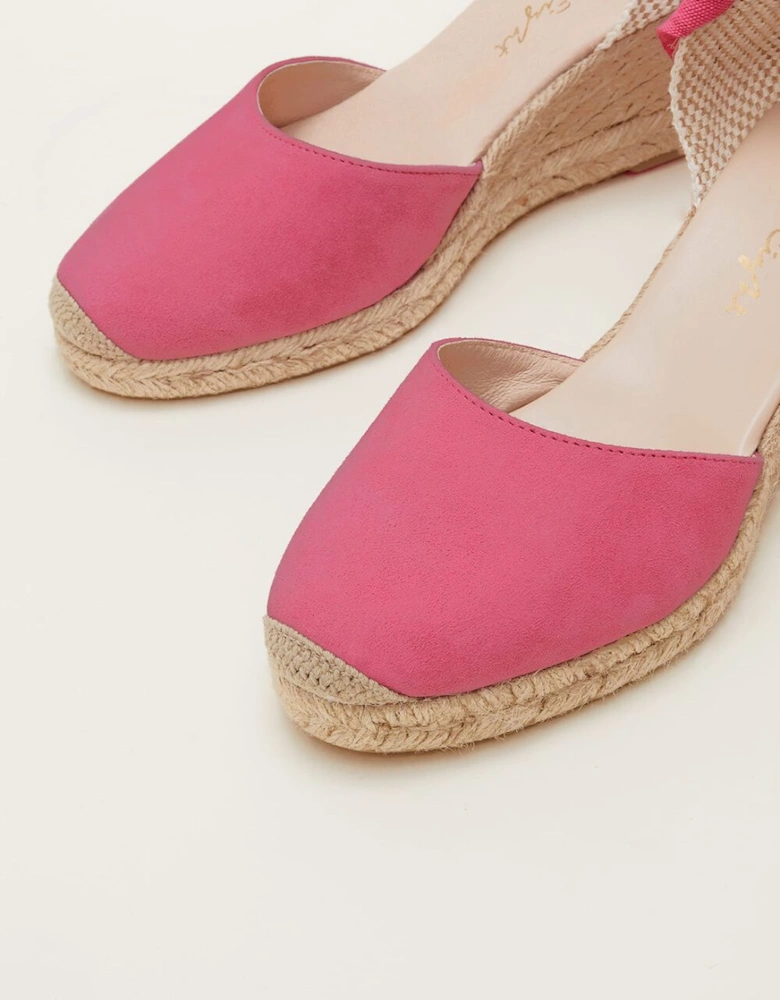 Suede Ankle Tie Espadrille Shoes